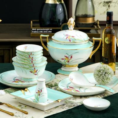 BỘ BÁT ĐŨA HỌA TIẾT HOA LAN